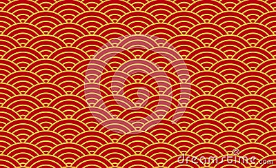 Chinese seamless pattern of traditional oriental background with red and gold ornament. Asian red and golden pattern. Vector Vector Illustration